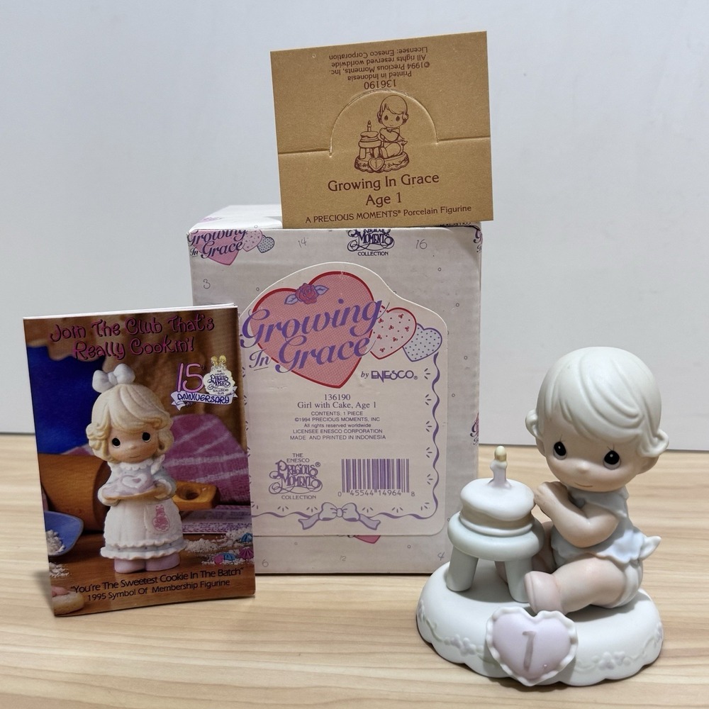 Precious Moments Growing in Grace Girl with Cake Age 1 Blonde Hair 136190 Enesco